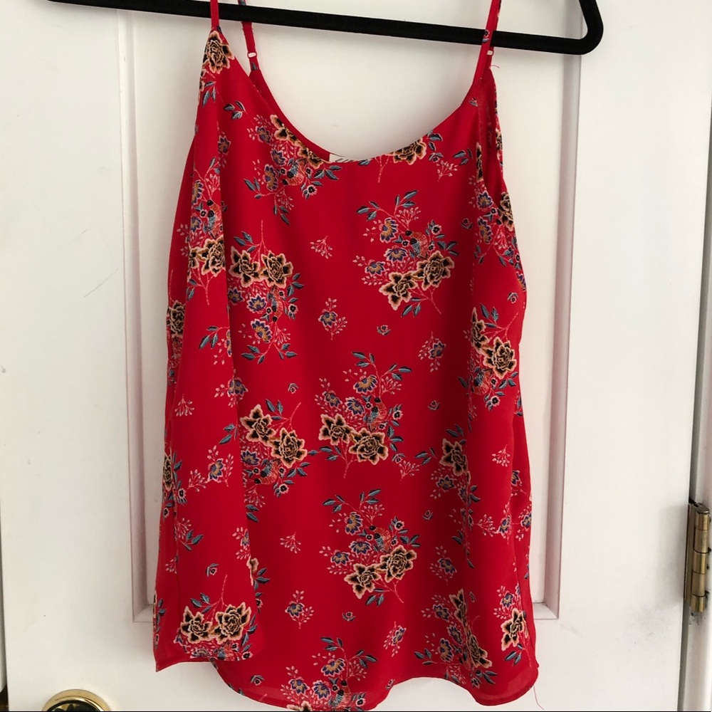 Red floral tank